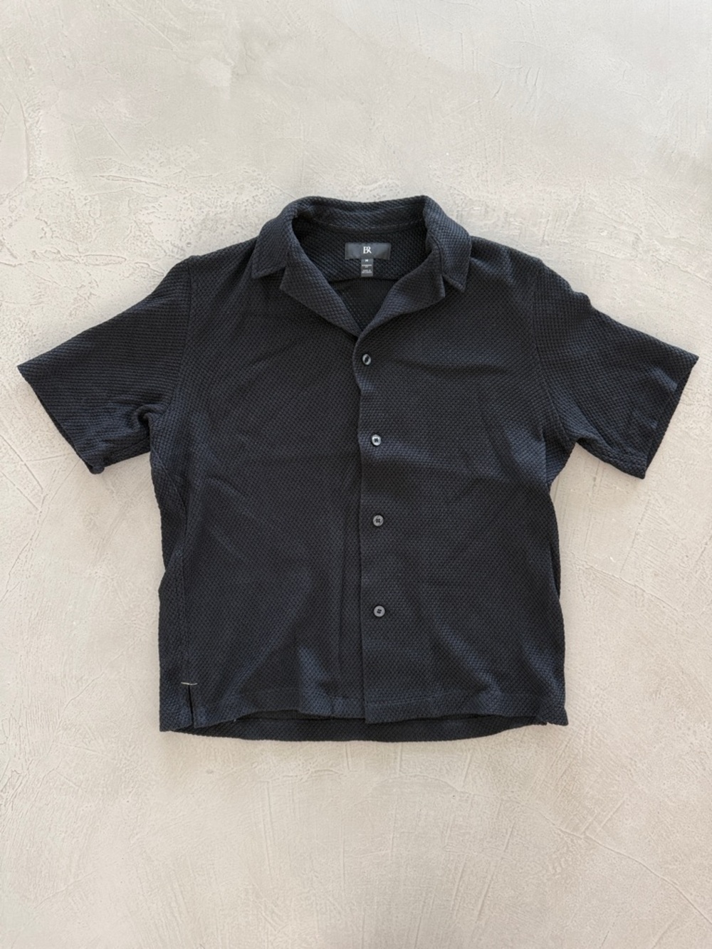 Banana Republic Black Crocheted Short-Sleeve Textured Button-Down Shirt - Unworn